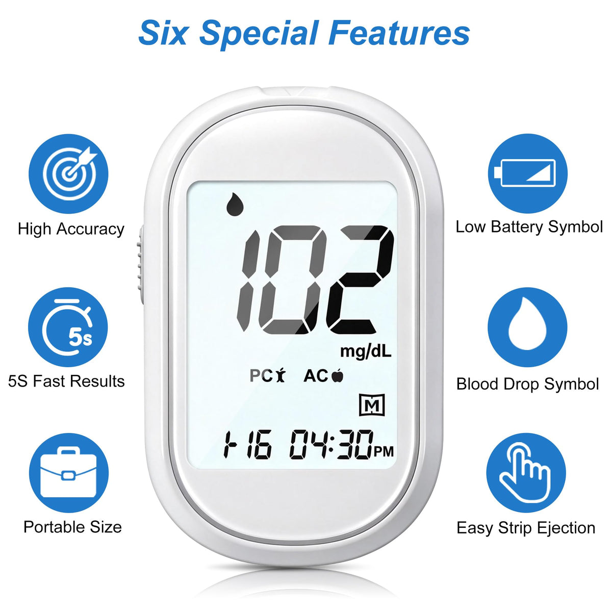 Glucose Monitor Kit with 100 Test Strips & Lancets E536786