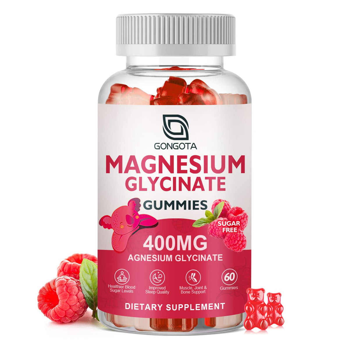 Magnesium Glycinate Gummies 400 mg with Vitamin D, B6 - 60 Gummies E63925