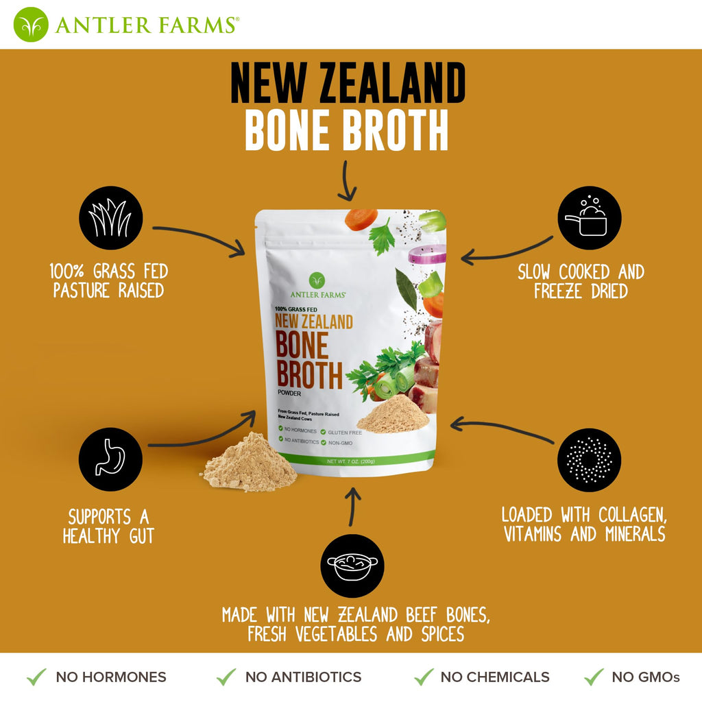 100% Grass Fed New Zealand Bone Broth Powder, 40 Servings, 200g G315502