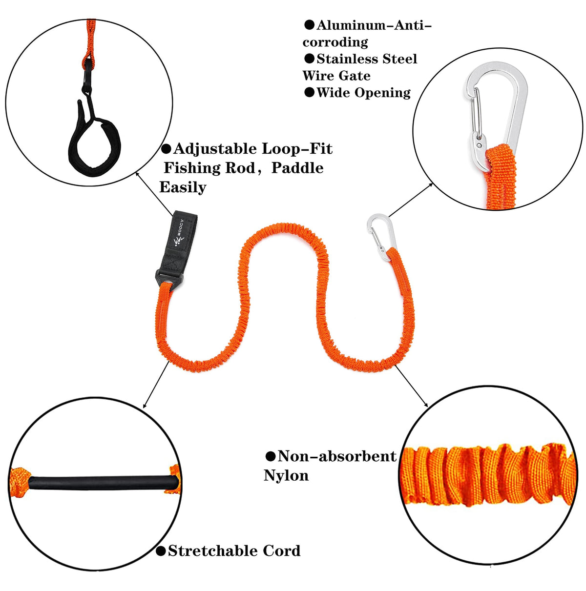 Kayak Paddle Leash Stretchable Coiled Lanyard H58463