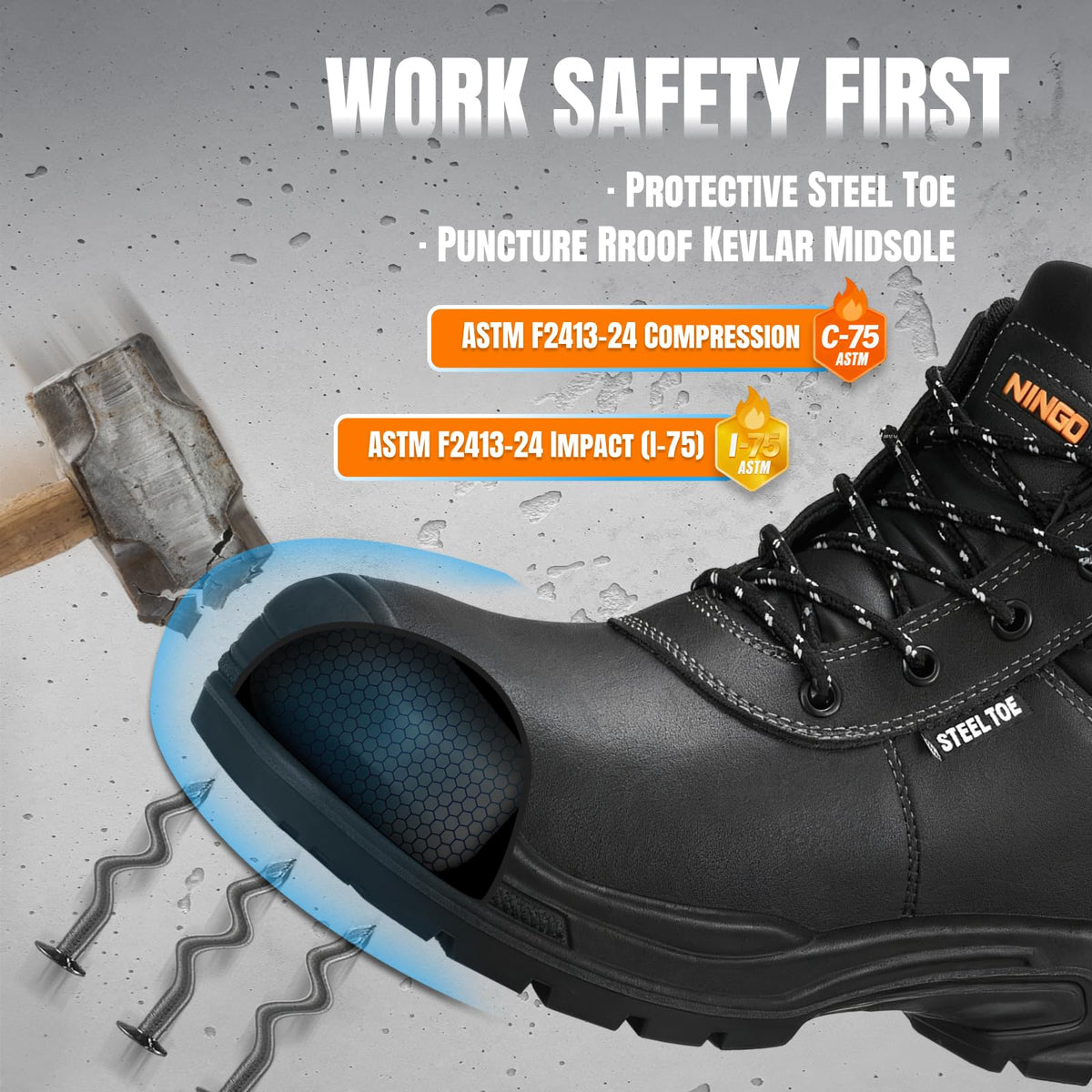 Steel Toe Non Slip Work Boots C475827