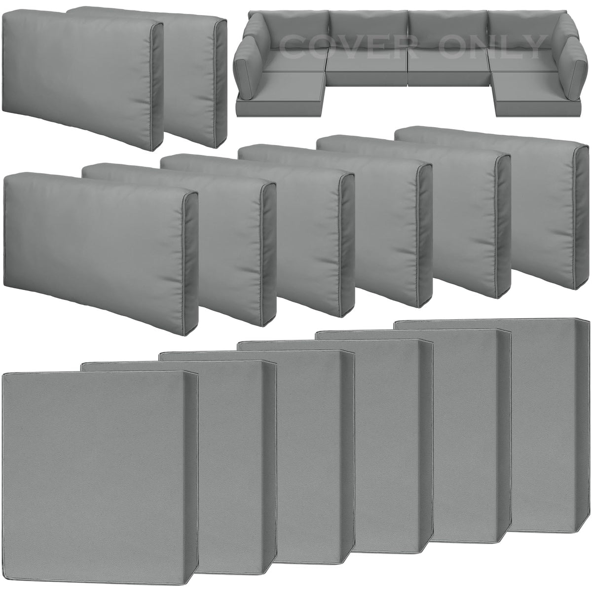 14 Piece Outdoor Waterproof Cushion Covers with Zipper O2281