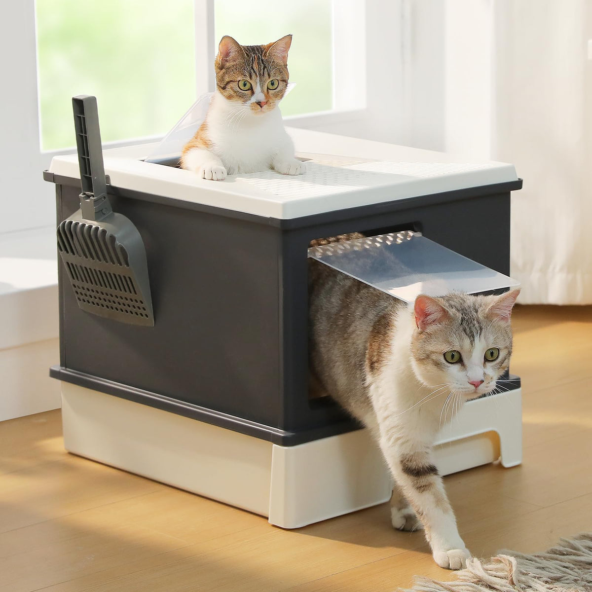 Large Enclosed Drawer Cat Litter Box with Dual Entry Z465930