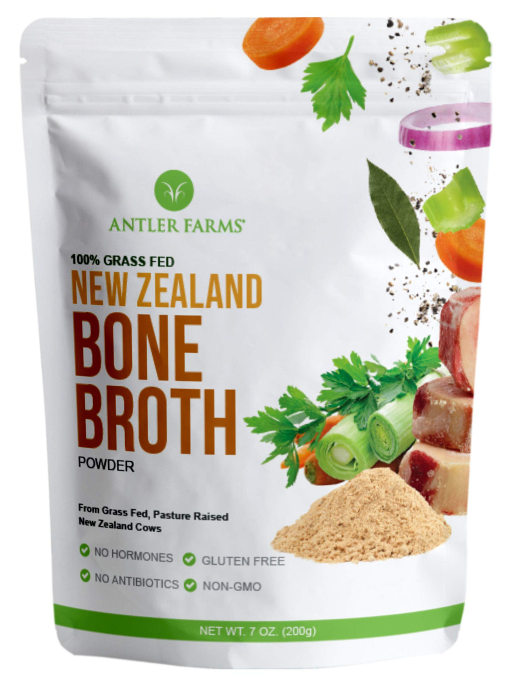 100% Grass Fed New Zealand Bone Broth Powder, 40 Servings, 200g G315502