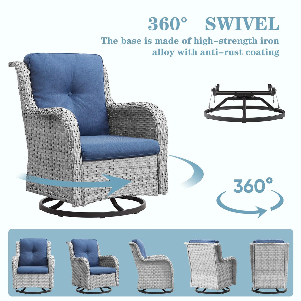 8 Piece Wicker Patio Furniture Set with Swivel Rocker Chairs and Coffee Table H944179