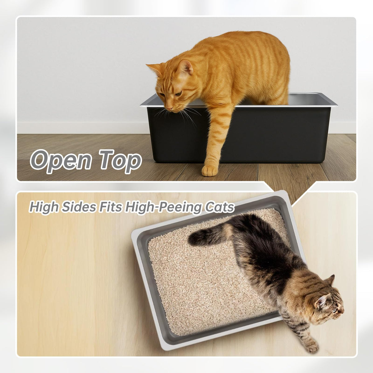 High Sided Stainless Steel Cat Litter Box R243771