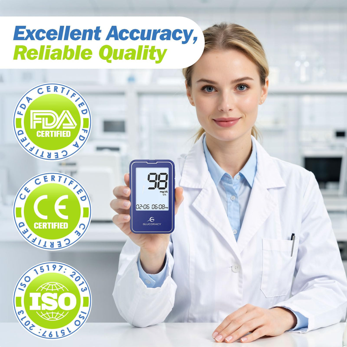 Blood Glucose Monitor Kit with 100 Test Strips D7600