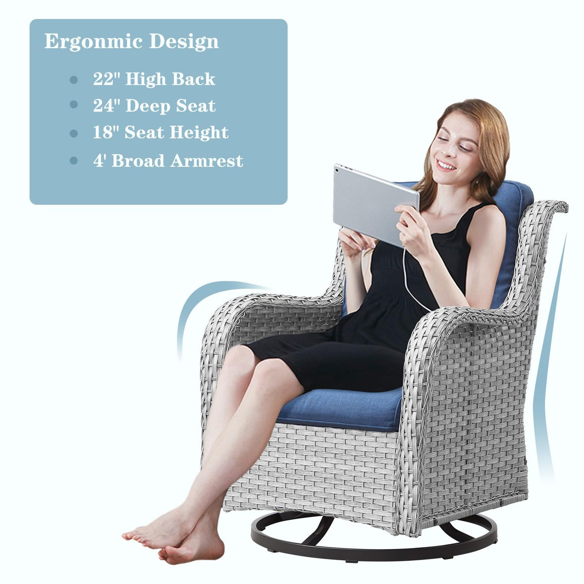 8 Piece Wicker Patio Furniture Set with Swivel Rocker Chairs and Coffee Table H944179