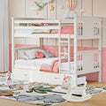 Solid Wood Twin-Over-Twin Bunk Bed with 2 Storage Drawers A1457