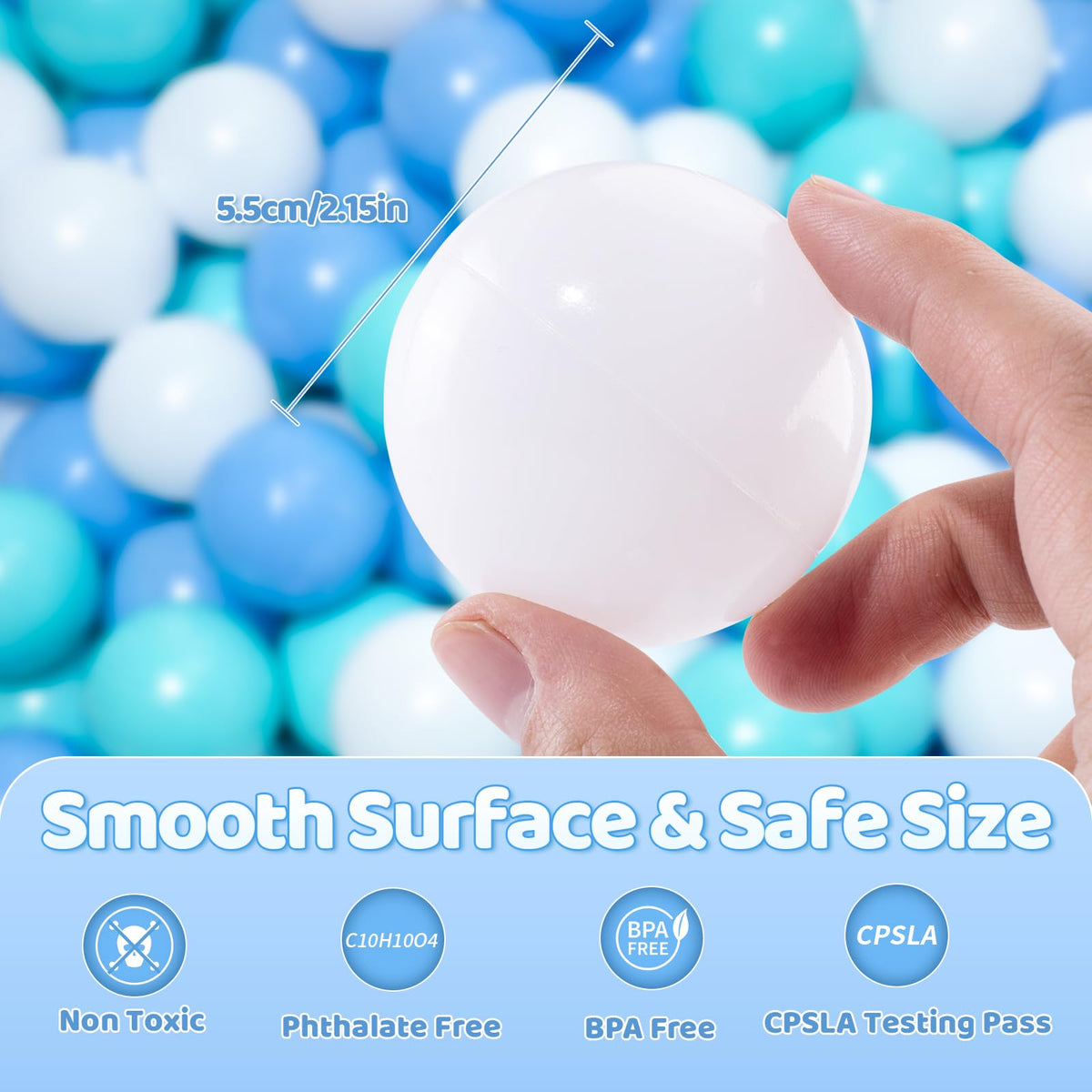 BPA Free Crush Proof Plastic Ball Pit Balls 2.15 Inch V85248