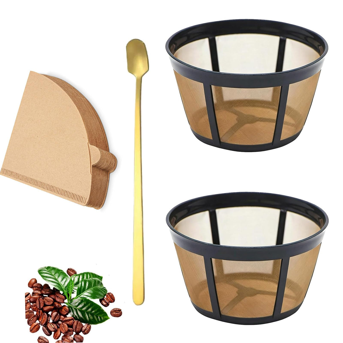 Reusable Coffee Filter Basket 2-Pack with Coffee Spoon T425