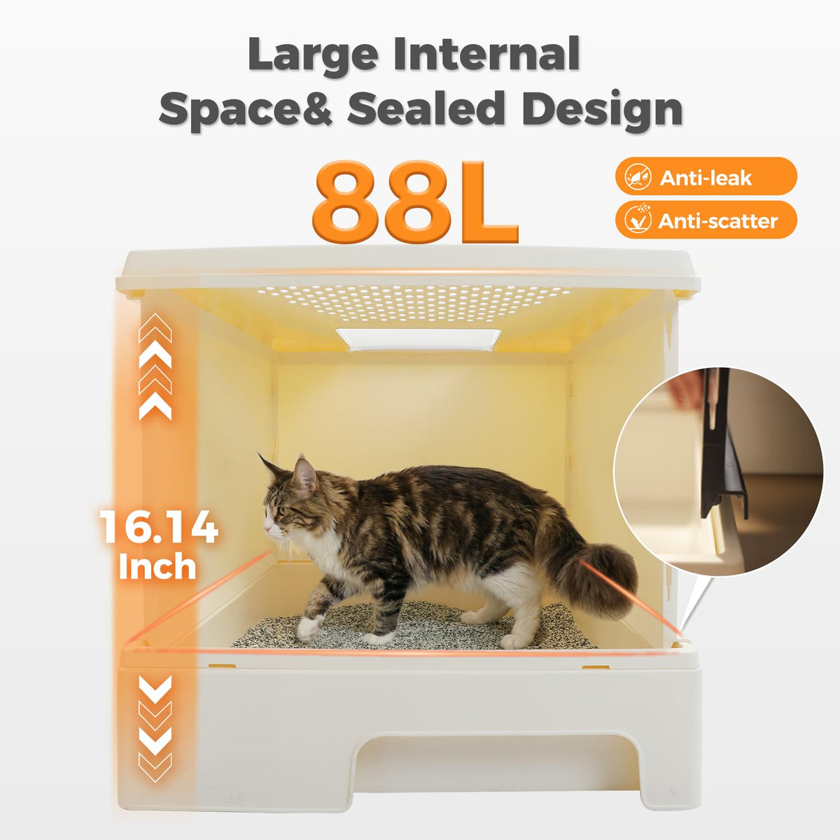 Large Enclosed Drawer Cat Litter Box with Dual Entry Z465930