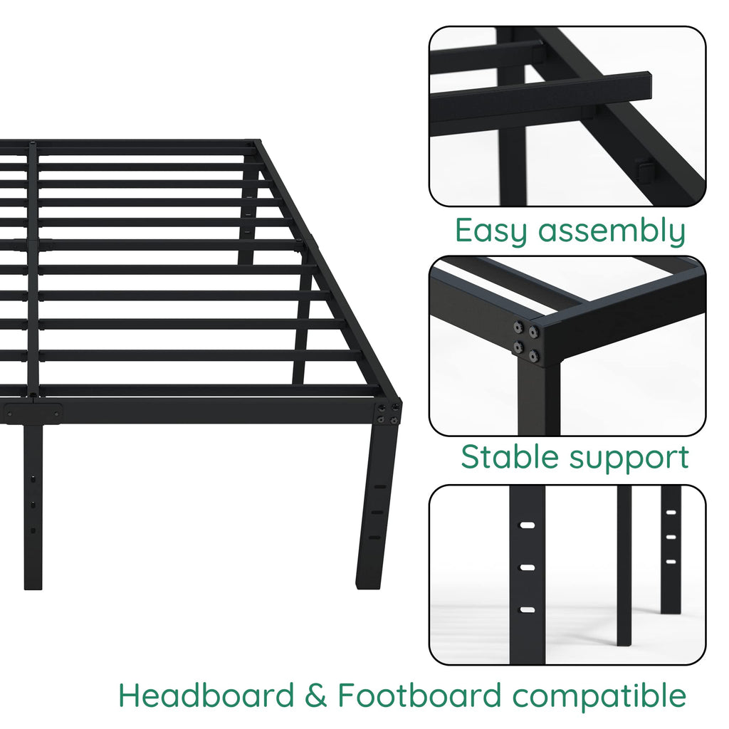 18 Inch High Queen Size Bed Frame with Storage H40697