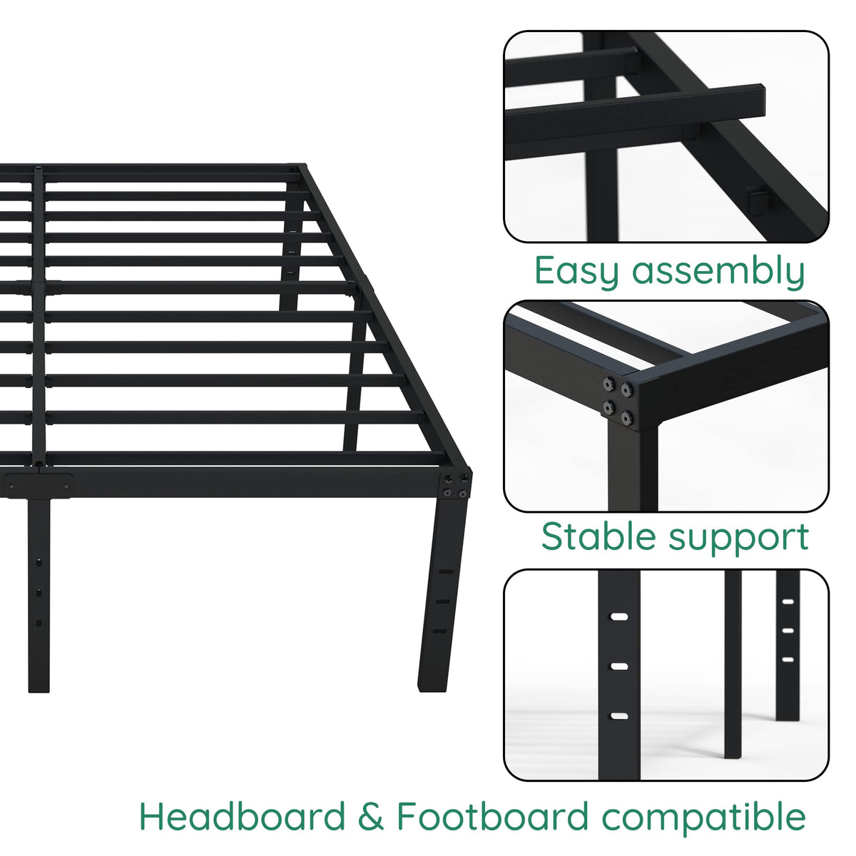 18 Inch High Queen Size Bed Frame with Storage H40697