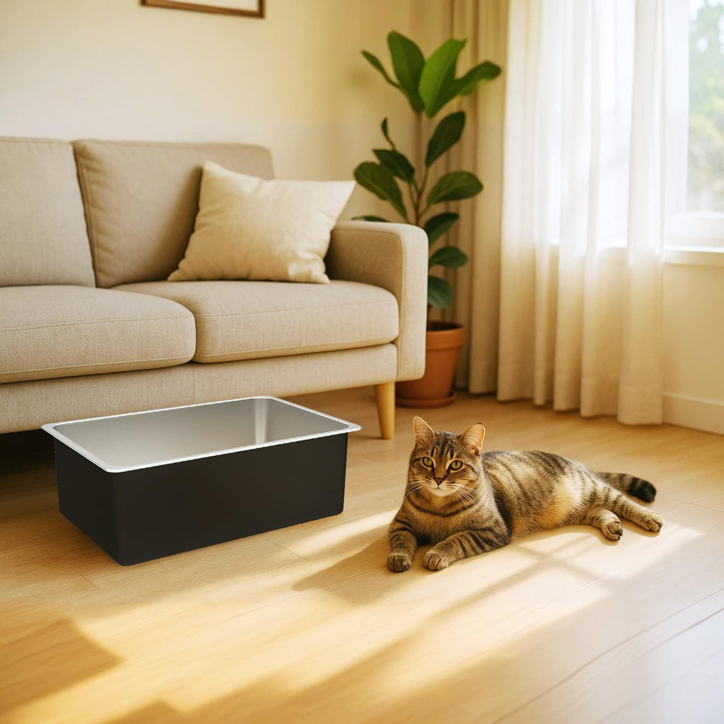 High Sided Stainless Steel Cat Litter Box R243771