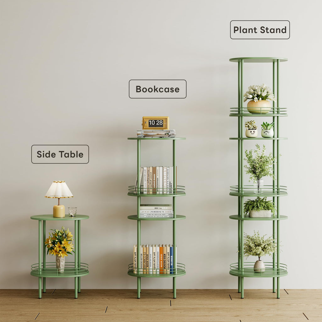 Oval Side Table with Storage, 2-Tier Green End Table K968719