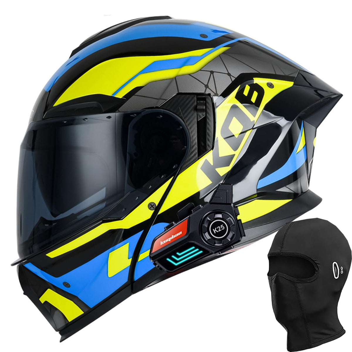 Bluetooth Modular Motorcycle Helmet with Dual Visor Full Face Flip Up DOT Approved Q7855