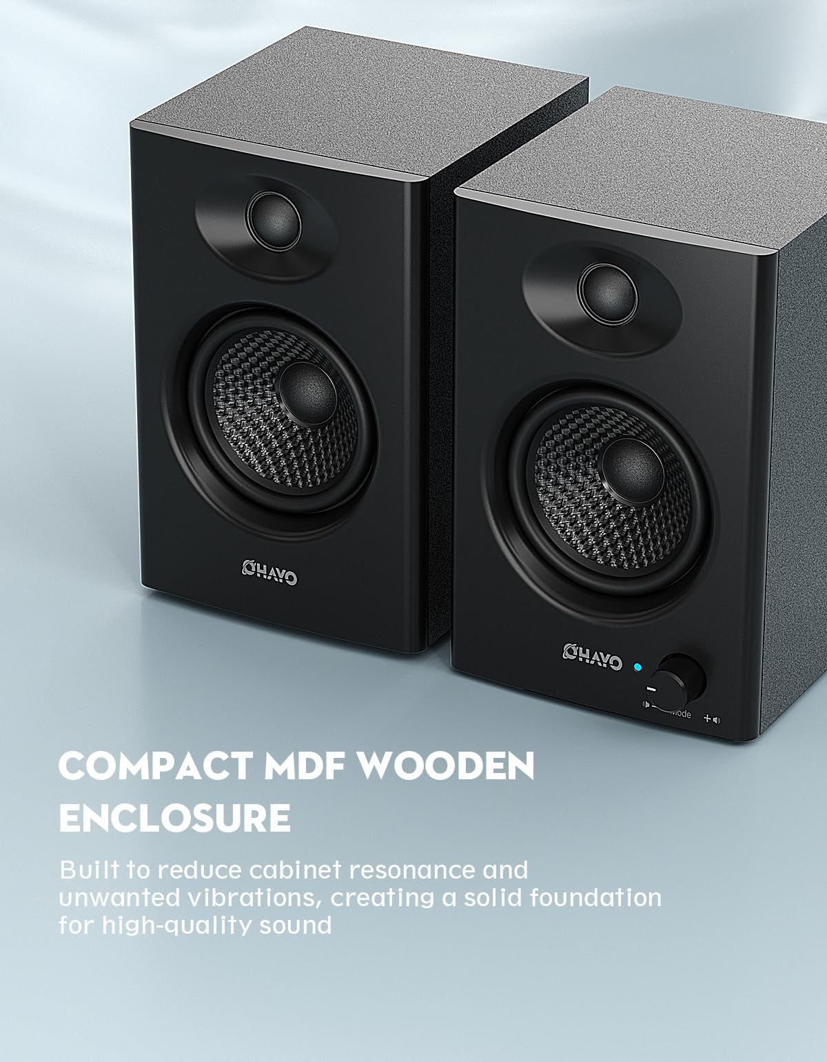 60W Bluetooth 5.3 Stereo 2.0 Computer Speakers 1 Pair Black V3356