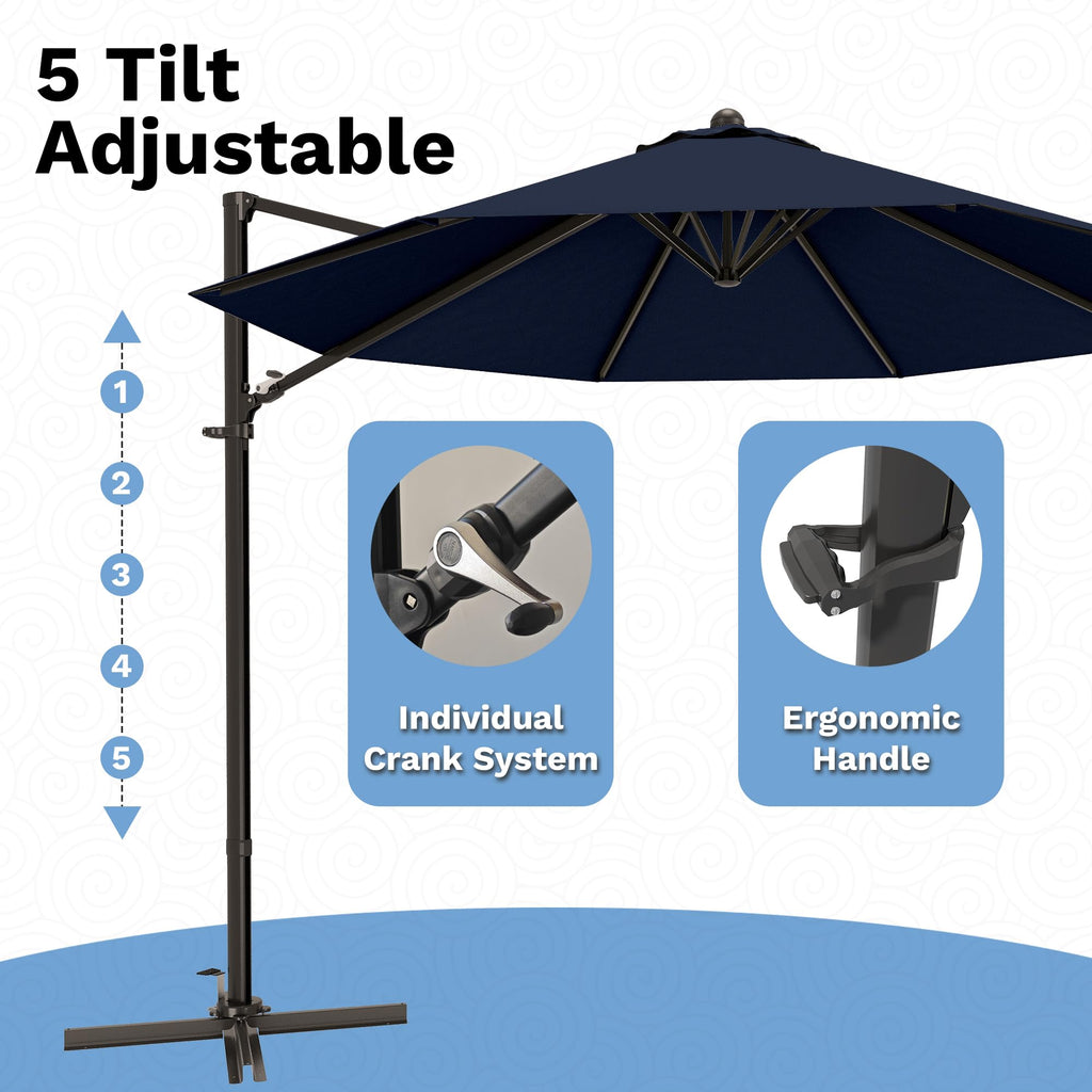 10ft Navy Blue Cantilever Patio Umbrella J613398