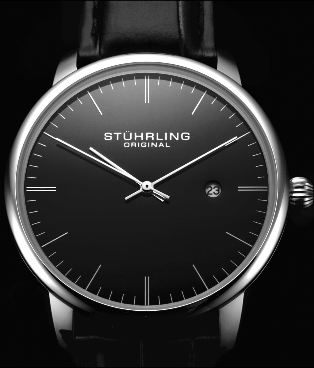 Men's 40mm Ultra Slim Leather Strap Quartz Analog Dress Watch L2638