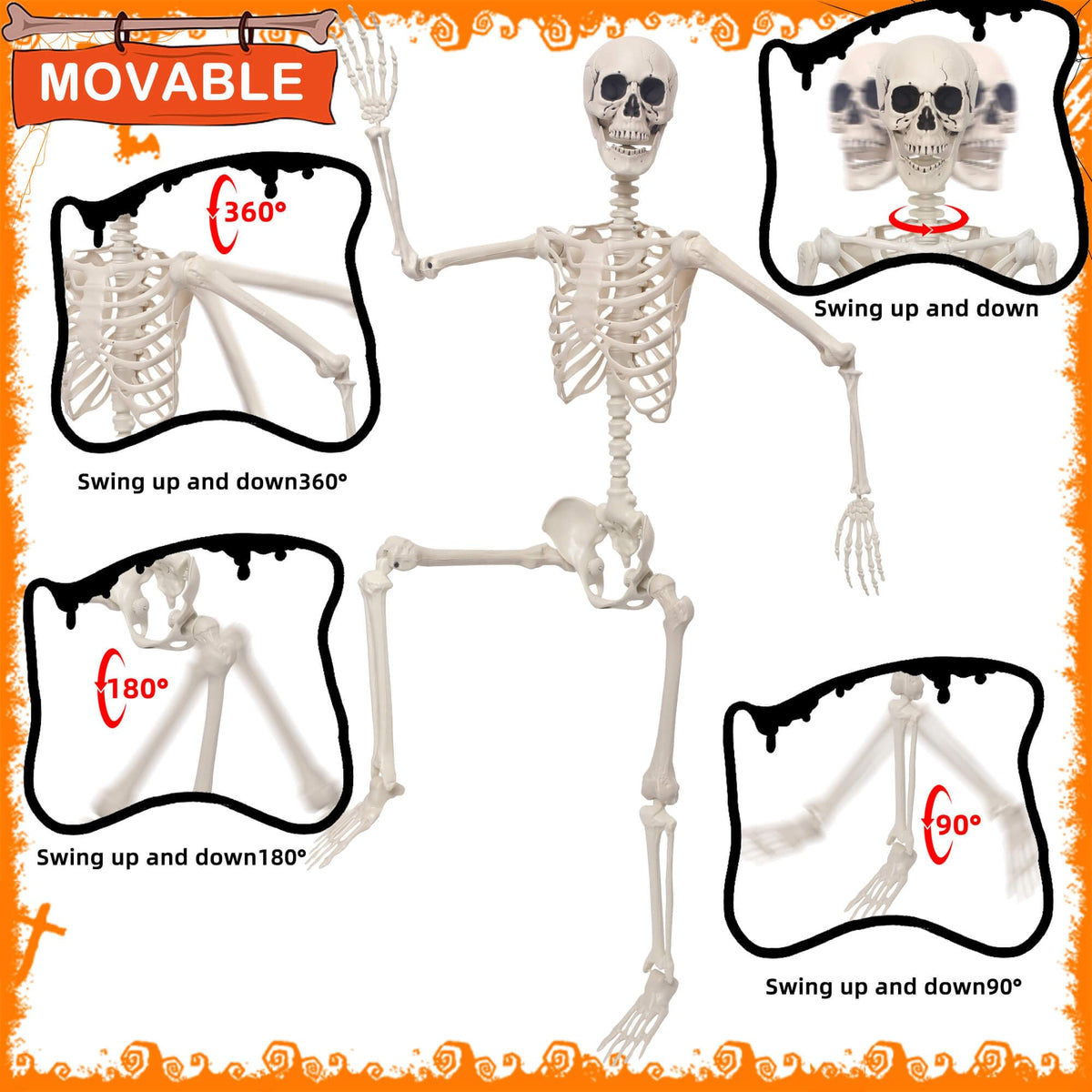 5.4Ft Movable Joints Plastic Skeleton T836322