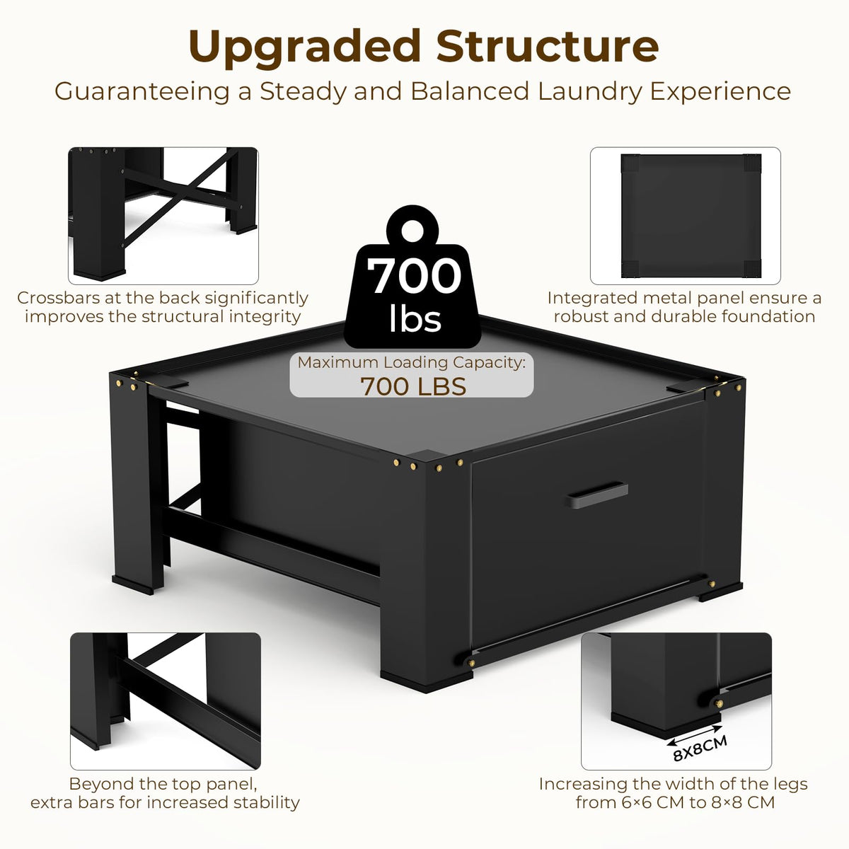 Black Washer and Dryer Pedestal with Drawer W554608