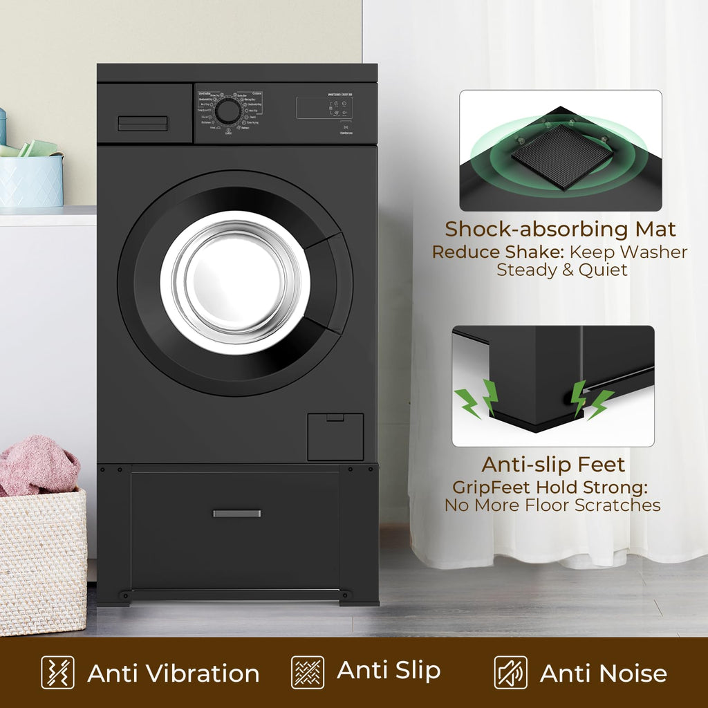 Black Washer and Dryer Pedestal with Drawer W554608