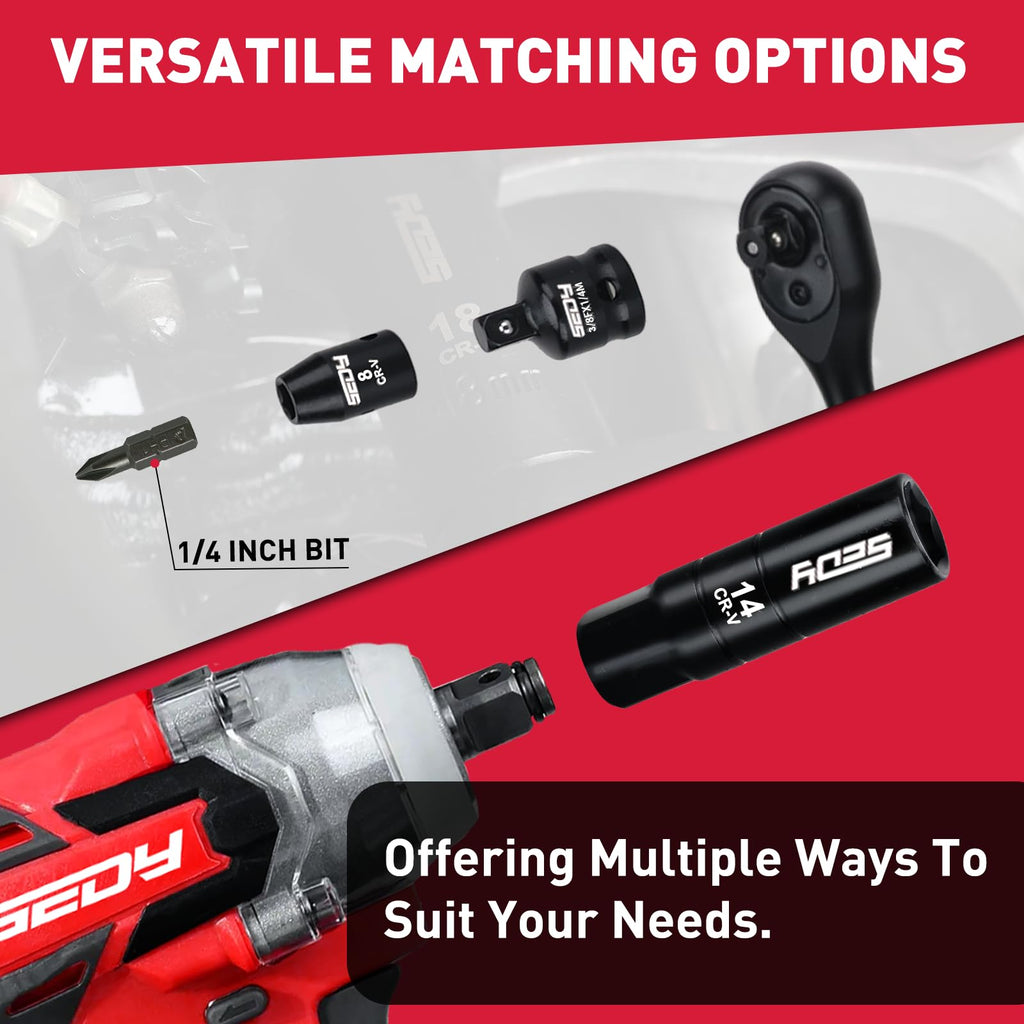 96-Piece 3/8" Drive Impact Socket Wrench and Bit Set, SAE & Metric, Cr-V Standard & Deep Sockets R807287