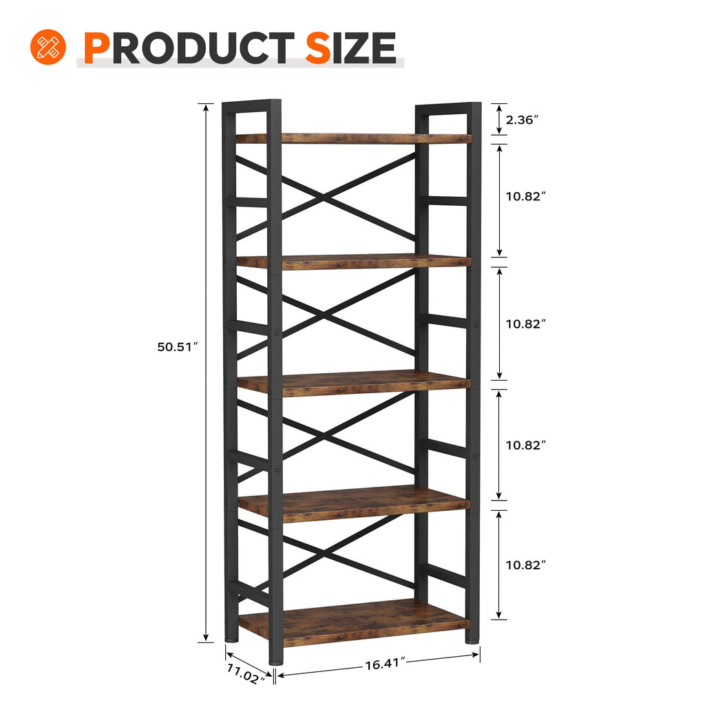 5 Tier Wood and Metal Bookshelf N268299