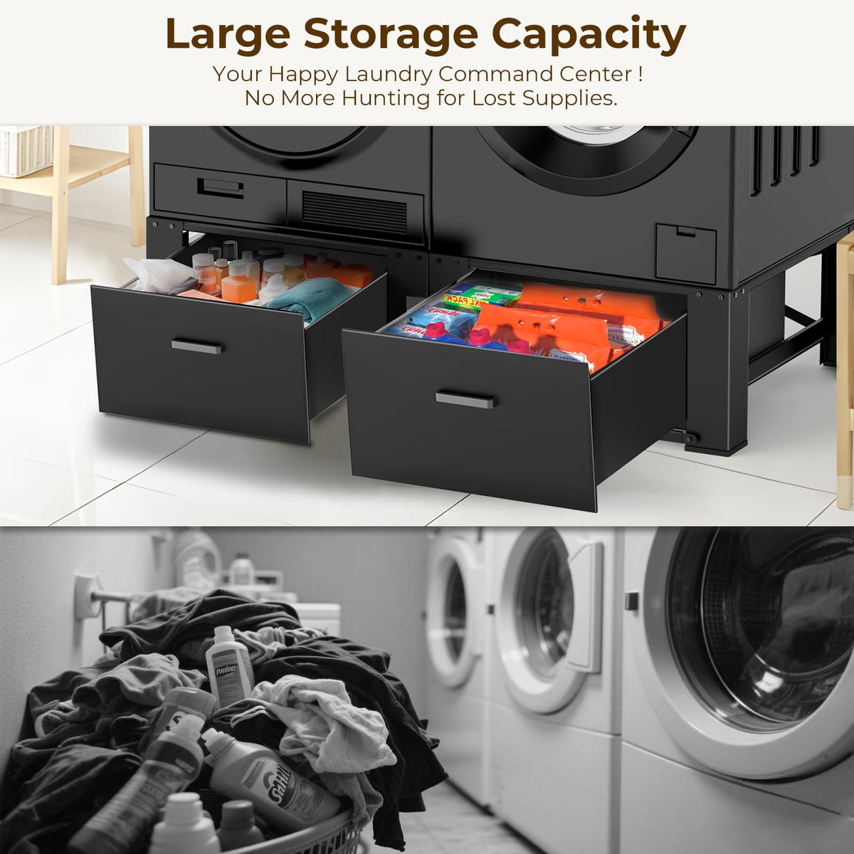 Black Washer and Dryer Pedestal with Drawer W554608