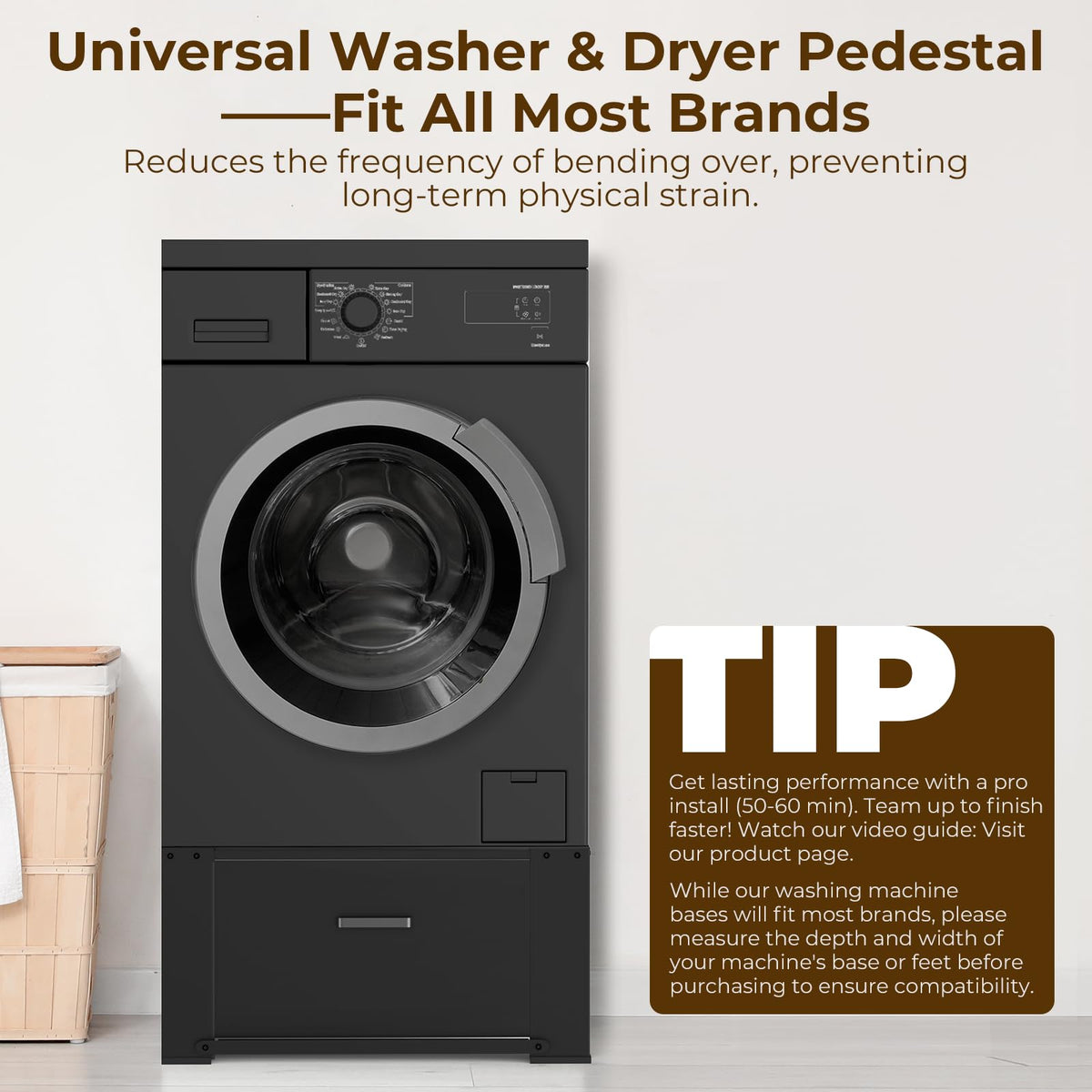 Black Washer and Dryer Pedestal with Drawer W554608