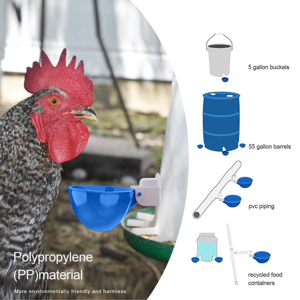 8 Packs Blue Large Chicken Waterer Cups Z122679