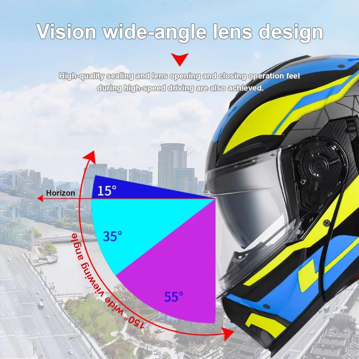 Bluetooth Modular Motorcycle Helmet with Dual Visor Full Face Flip Up DOT Approved Q7855