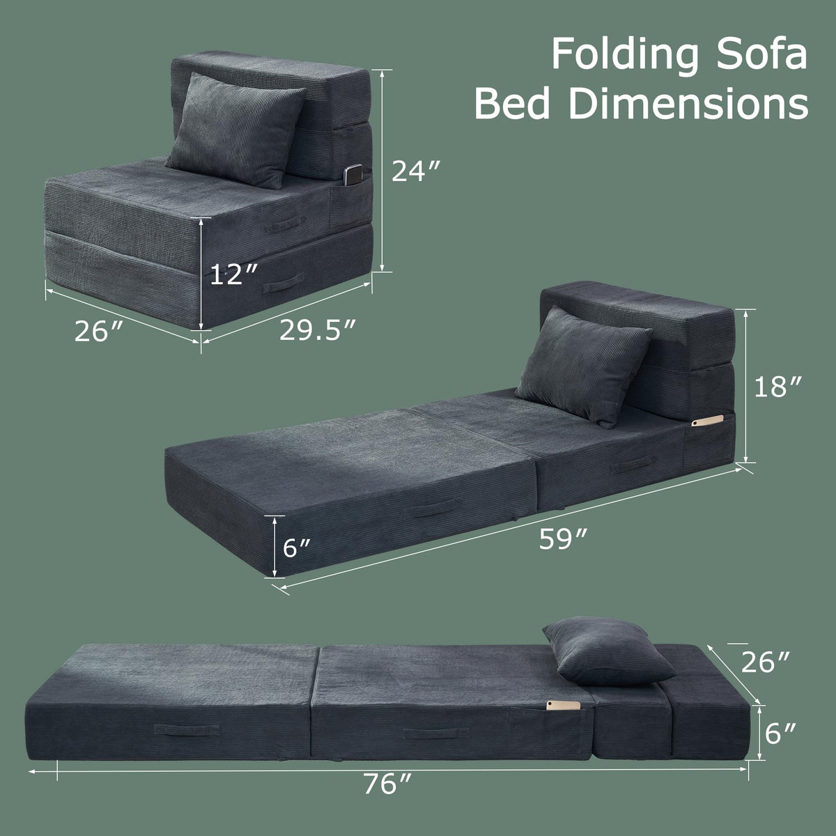 Folding Convertible Sofa Bed with Bag P947026