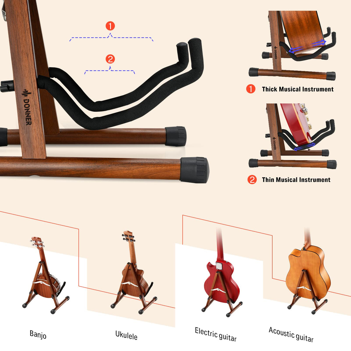 Wooden A Frame Folding Guitar Stand I859