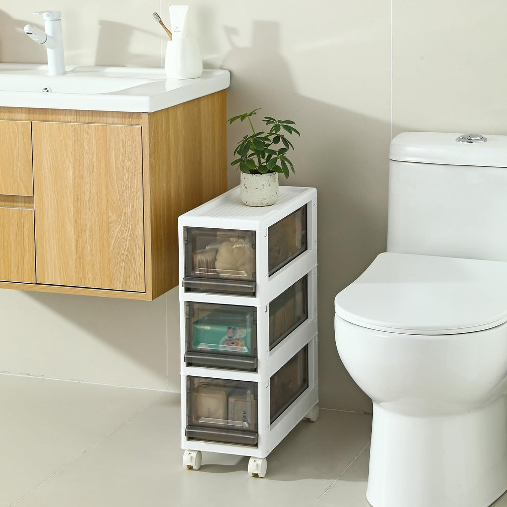 3 Drawer Plastic Storage Organizer with Wheels L61324