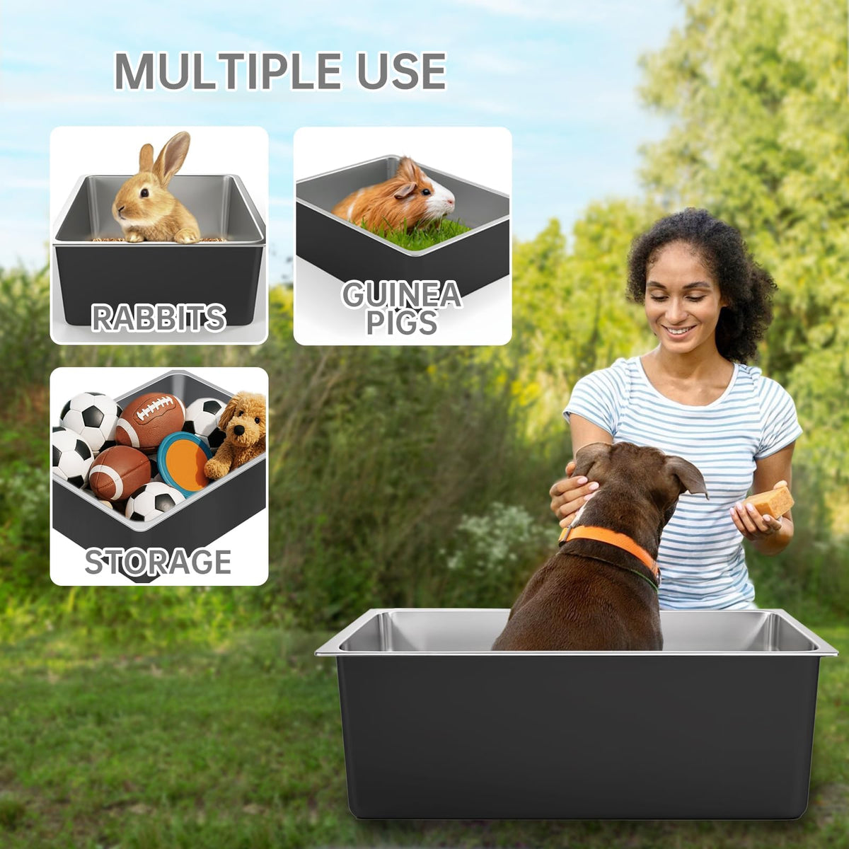 High Sided Stainless Steel Cat Litter Box R243771
