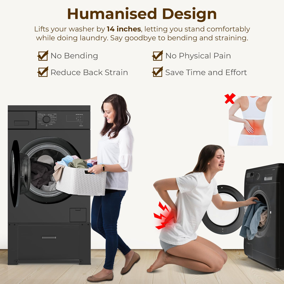 Black Washer and Dryer Pedestal with Drawer W554608