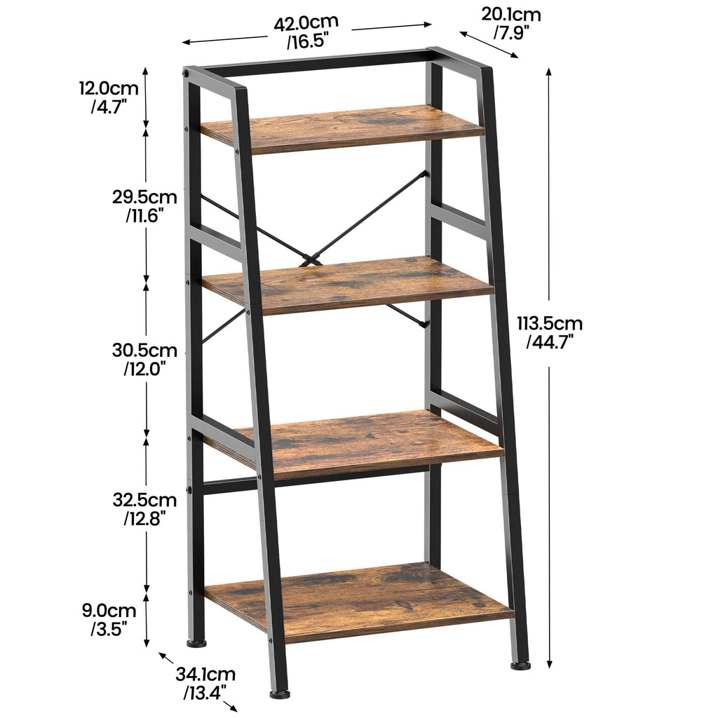 4-Tier Industrial Bookshelf with Steel Frame B911309