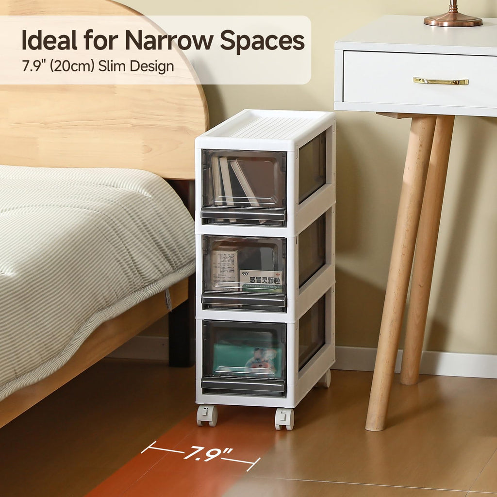 3 Drawer Plastic Storage Organizer with Wheels L61324