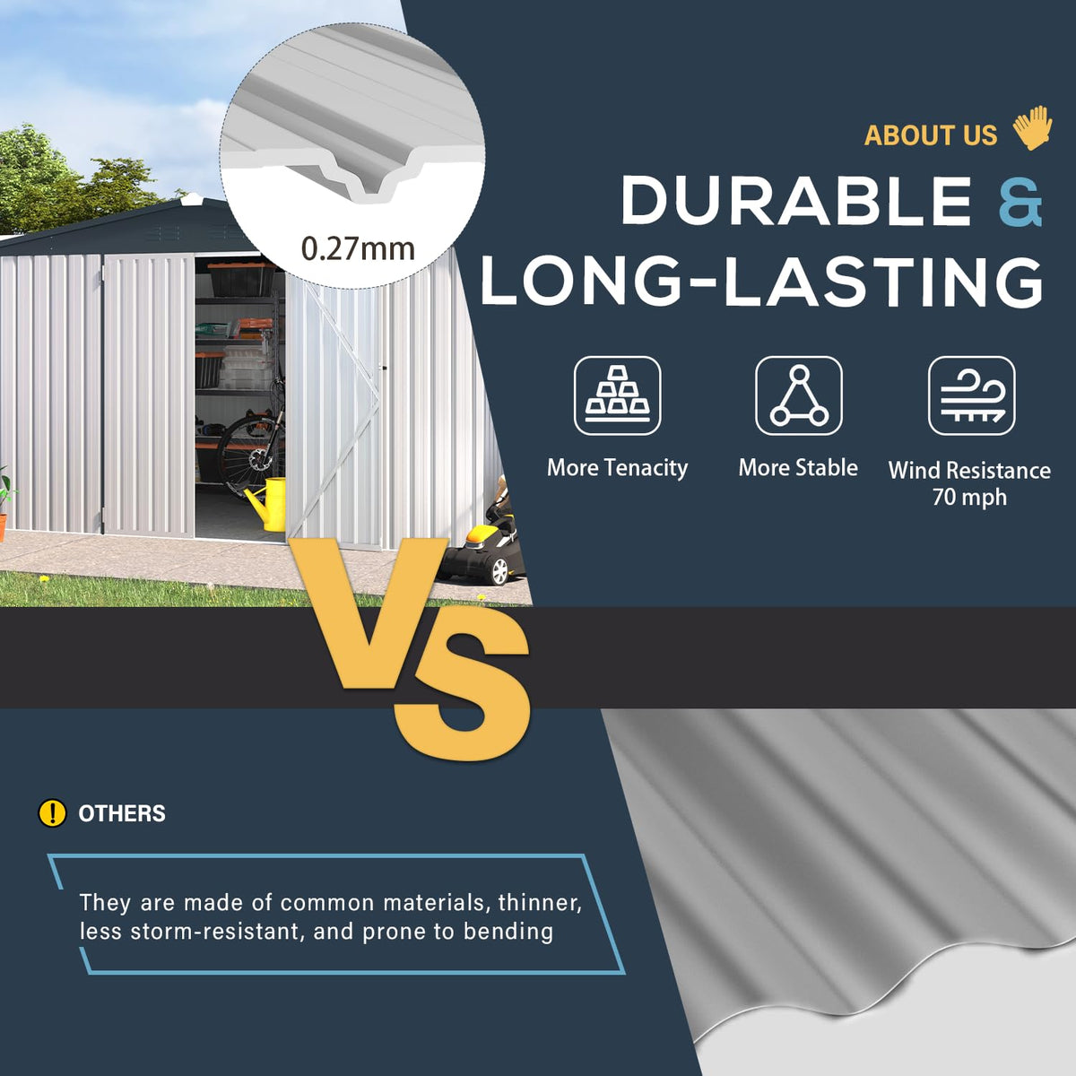 10x14 White Metal Outdoor Storage Shed E40478