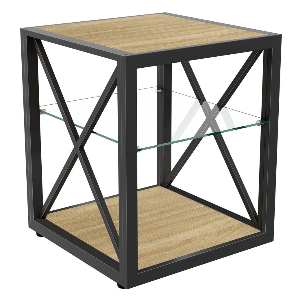 End Table Set of 2 with 3-Tier Storage Shelf F97286