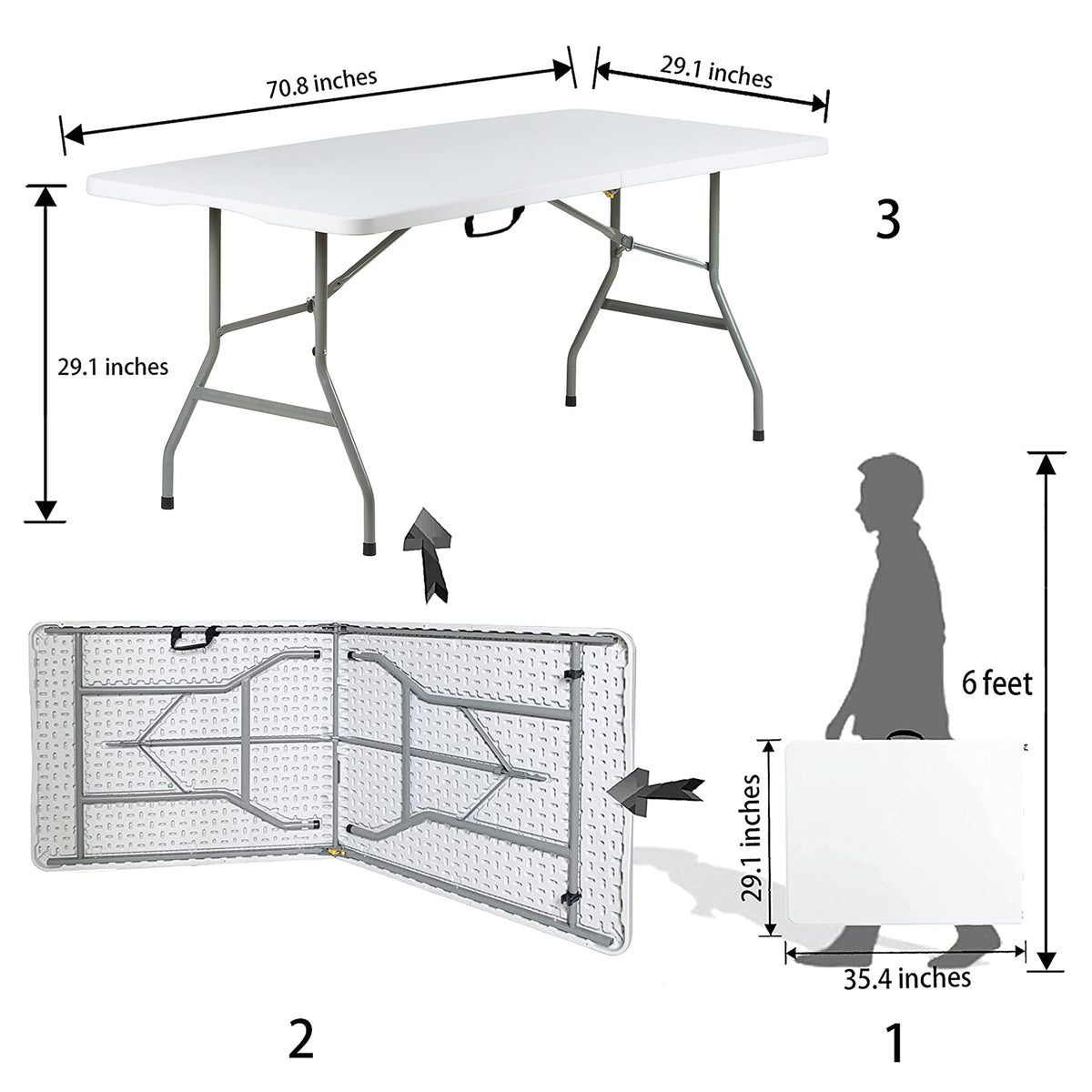 6ft Heavy Duty Foldable Plastic Folding Table T6699