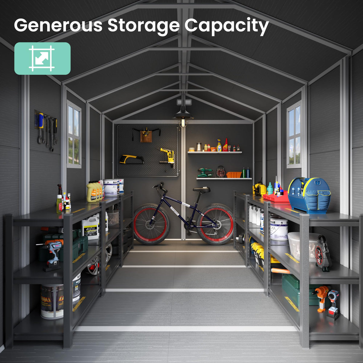 Plastic Storage Shed 7.5x10FT Grey White N147843