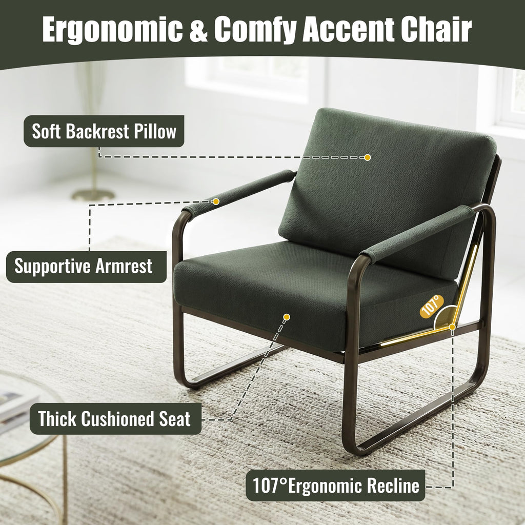 Set of 2 Green Fabric Accent Chair V204