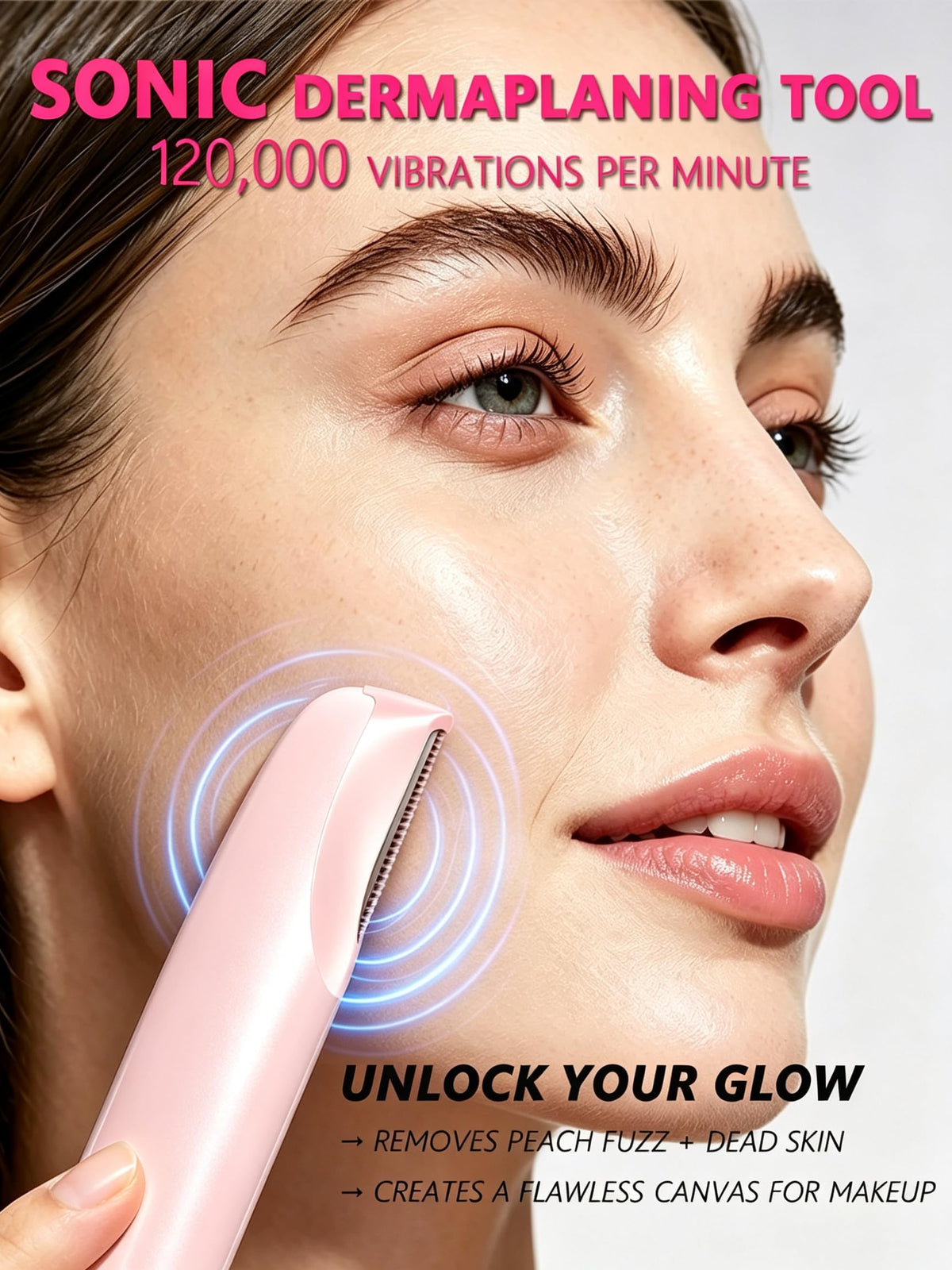 Pink Dermaplane Razor with LED Light and 4 Replacement Blades R59902