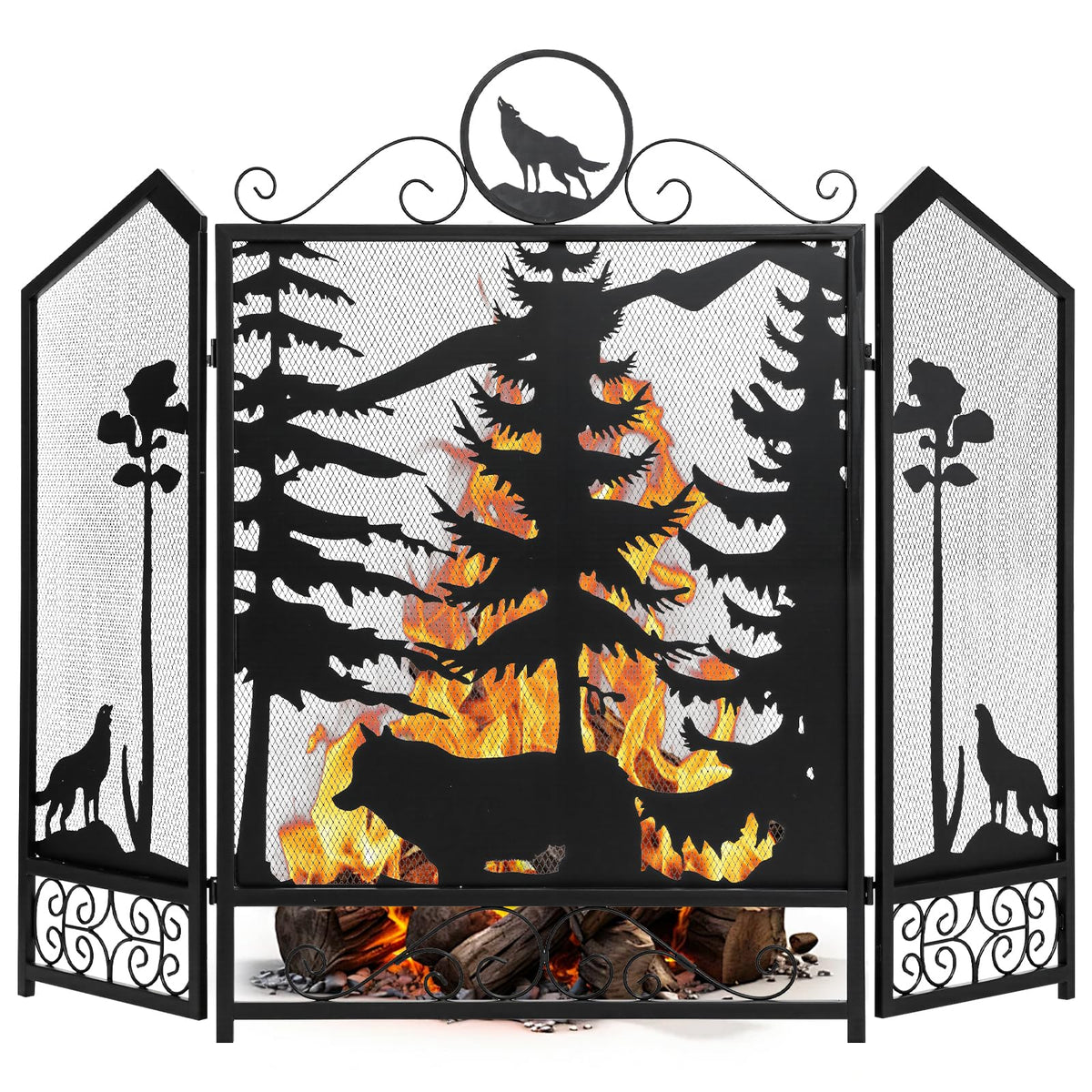 Black 3 Panel Fireplace Screen Q513
