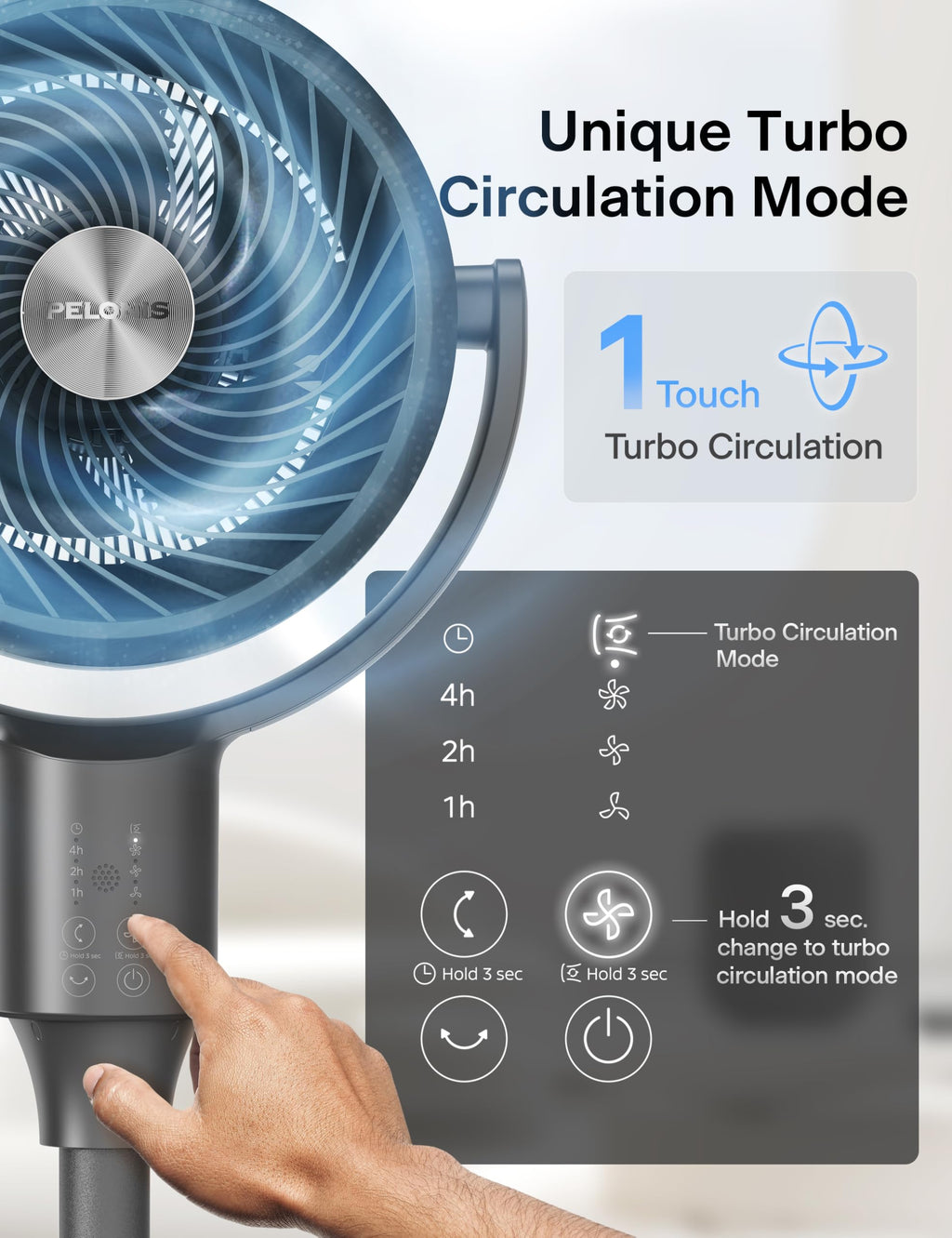 Grey Air Circulator Fan with Remote C1281