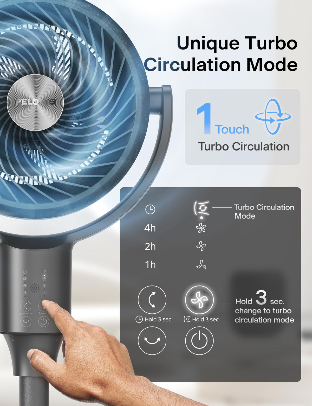 Grey Air Circulator Fan with Remote C1281