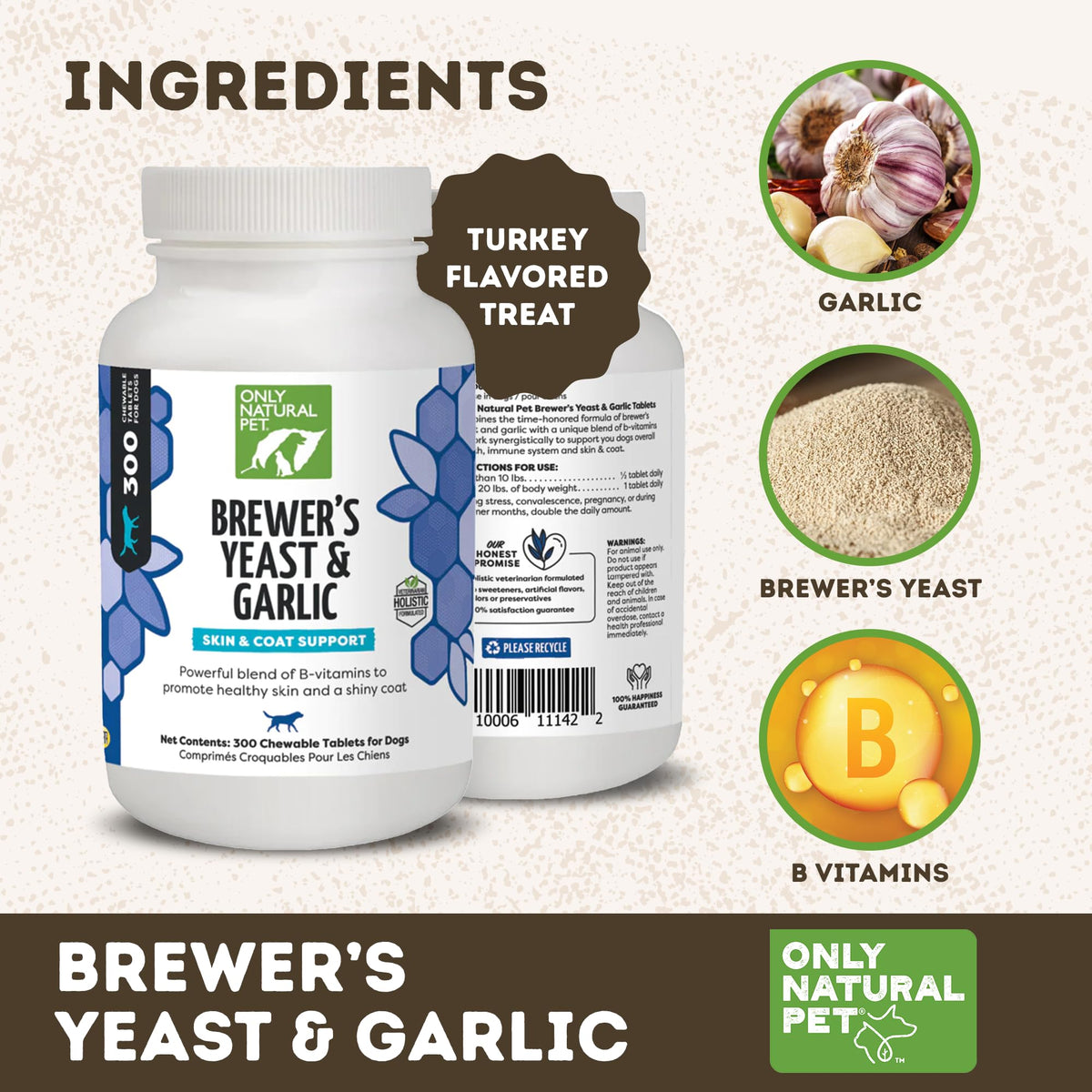 Brewer's Yeast & Garlic Chewables 300 Count Tablet 3 Pack Q967405